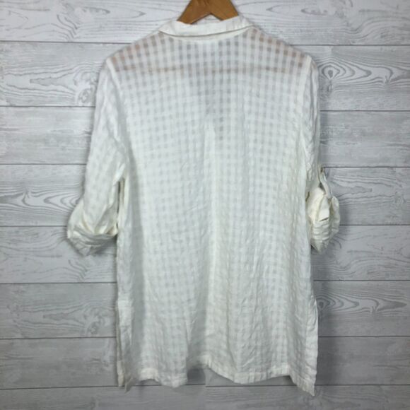 J Jill Women's Button Front Collared Shirt Roll Tab Sleeves 100% Cotton Large - Picture 4 of 6